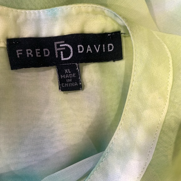 FRED DAVID MULTI COLOR BUTTON DOWN TOP SHIRT BLOUSE XL - Picture 7 of 9